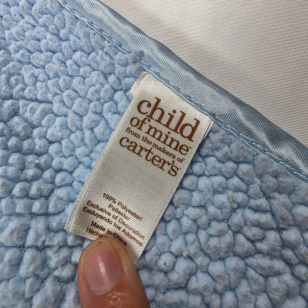 HTF Child of Mine by Carters Blue Star Sherpa Baby Blanket Satin Trim 34x28